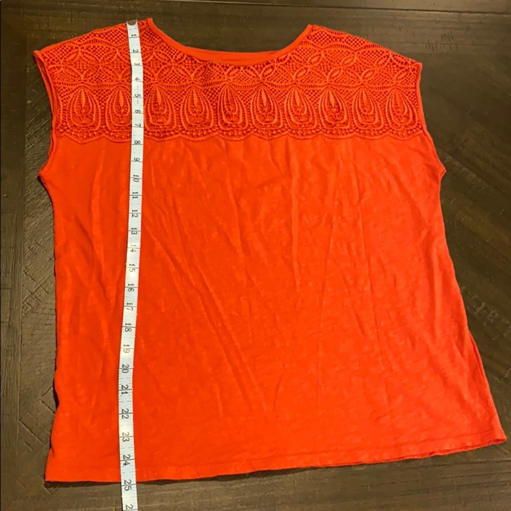 Loft Burnt Orange Lace Detail Sleeveless Top - Picture 7 of 8
